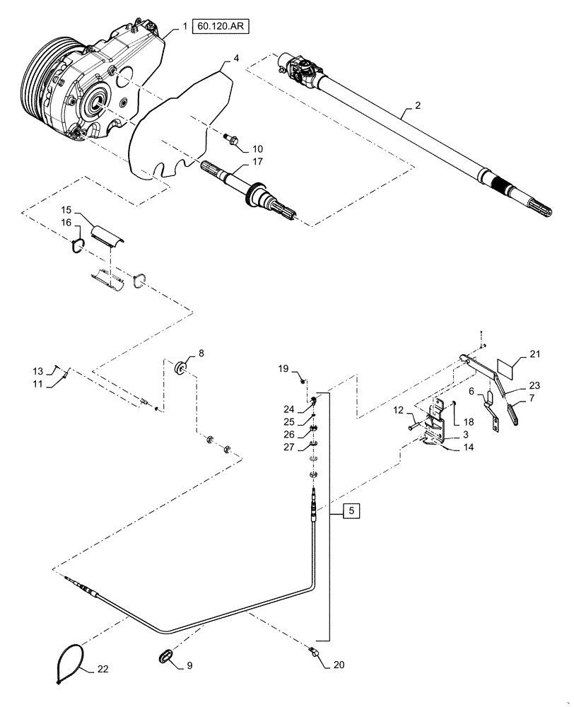 Схема запчастей Case IH 6140 - (60.120.AG[02]) - VAR - 425082, 425087, 425126 - HEADER DRIVE, TWO SPEED (60) - PRODUCT FEEDING