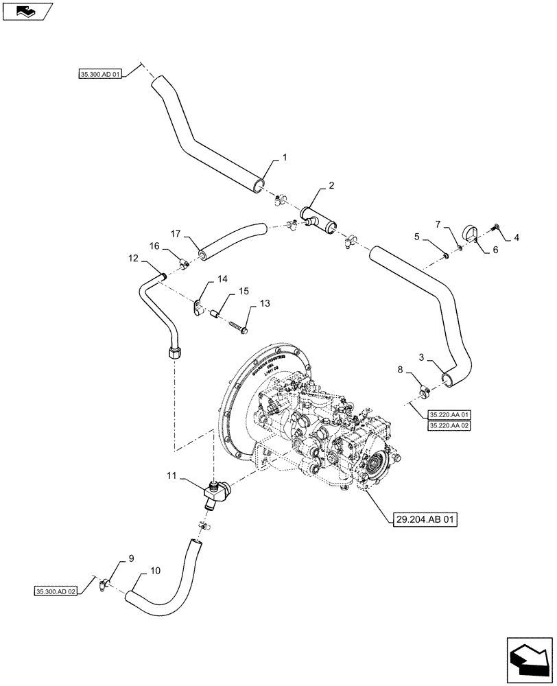 Схема запчастей Case IH SV250 - (29.204.AB[02]) - HYDROSTATIC PUMP, SUPPLY LINES, MECHANICAL CONTROLS (29) - HYDROSTATIC DRIVE