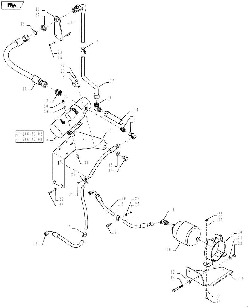 Схема запчастей Case IH STEIGER 400 - (41.206.AG[01]) - STEERING ASSY - EMERGENCY STEERING SYSTEM (41) - STEERING