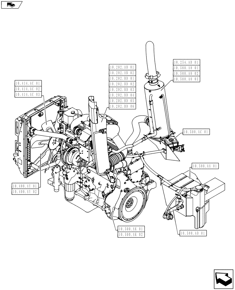 Схема запчастей Case IH STEIGER 400 - (10.000.00) - PICTORIAL INDEX - ENGINE (10) - ENGINE