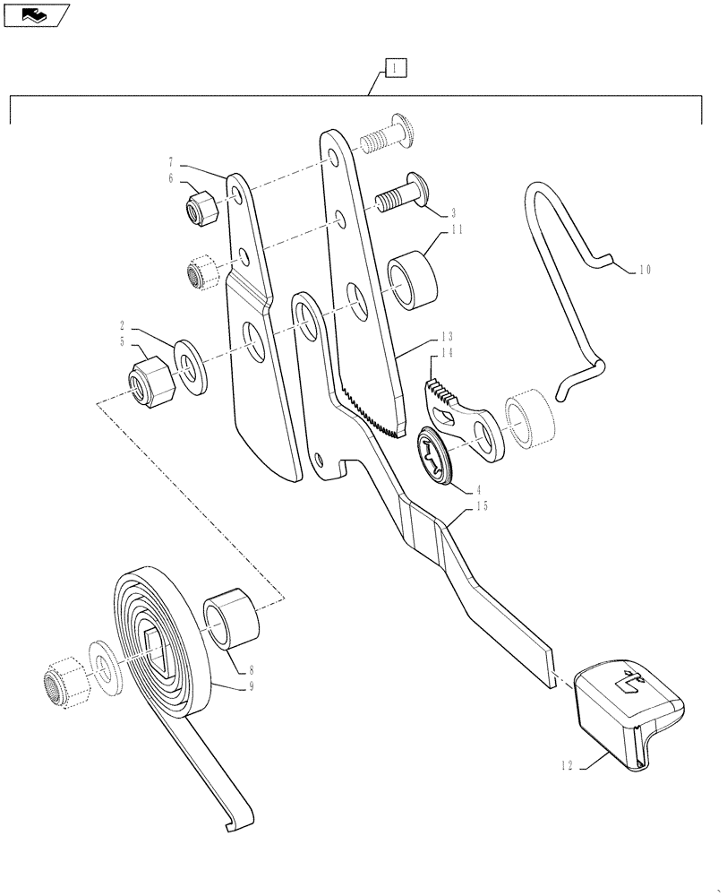 Схема запчастей Case IH STEIGER 350 - (90.120.BH[03]) - SEAT BACK ADJUST DEVICE - RECLINER LATCH (90) - PLATFORM, CAB, BODYWORK AND DECALS