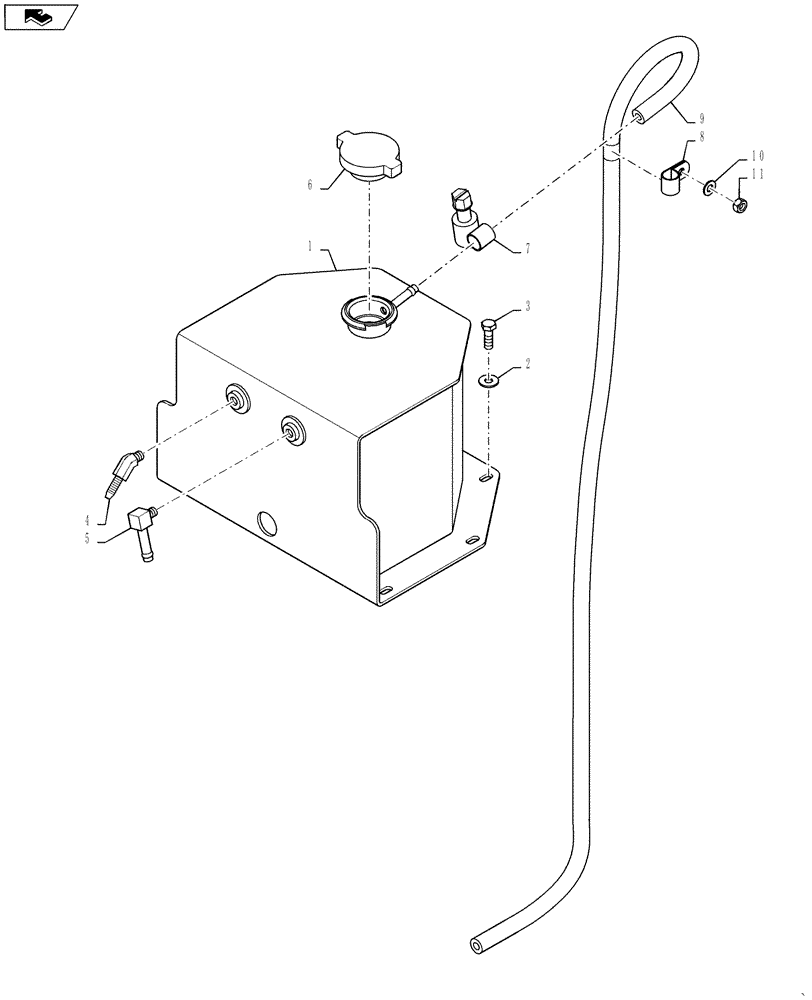 Схема запчастей Case IH STEIGER 500 - (10.400.BI[01]) - COOLING SYSTEM DEAERATION TANK (10) - ENGINE