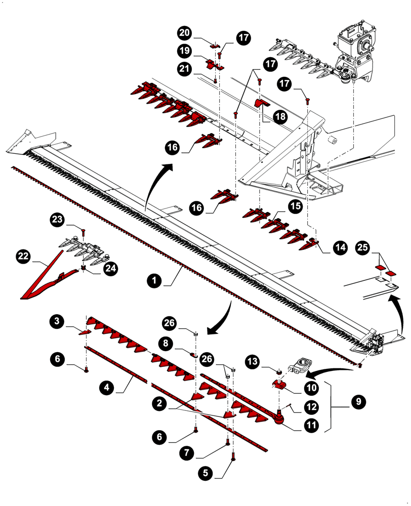 Схема запчастей Case IH 3050-25FT H - (05.100.04[03]) - MAINTENANCE PARTS, CUTTER BAR (05) - SERVICE & MAINTENANCE