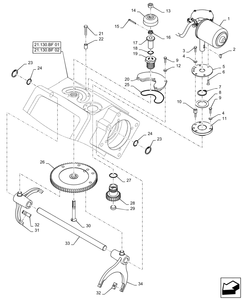 Схема запчастей Case IH 7240 - (21.130.BC) - MECHANICAL TRANSMISSION, GEARSHIFT CONTROL (21) - TRANSMISSION