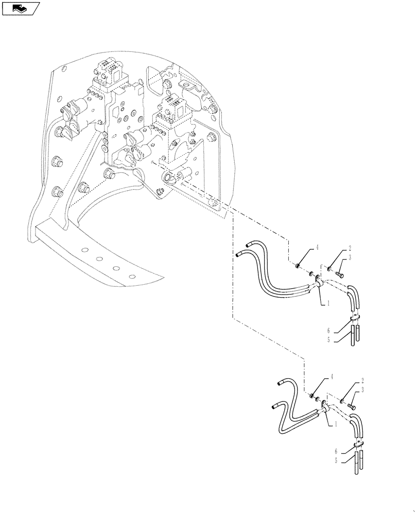 Схема запчастей Case IH STEIGER 350 - (35.204.BQ[21]) - AUXILIARY CONTROL VALVE - DRAIN HOSES - 4, 6, & 8 SPOOL (35) - HYDRAULIC SYSTEMS