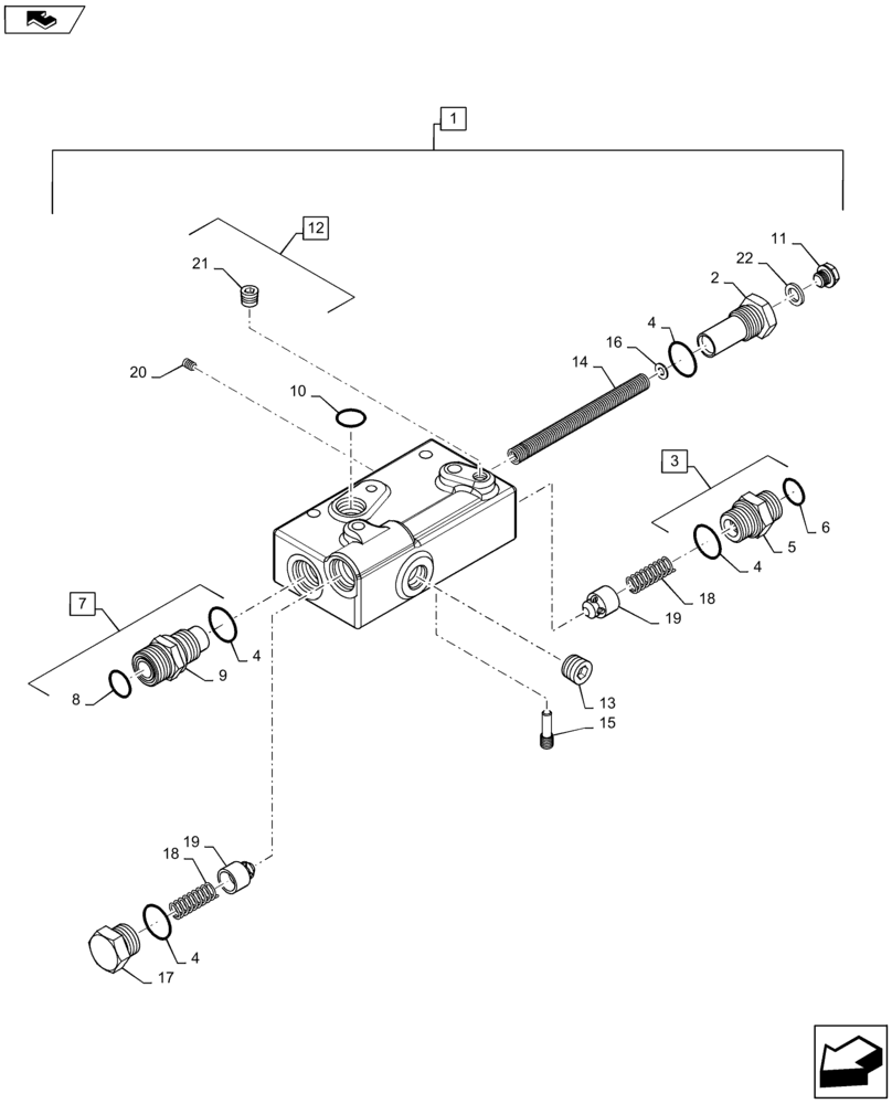 Схема запчастей Case IH MAXXUM 140 - (31.104.AR[03]) - POWER SHUTTLE TRANSMISSION EXTERNAL CONTROLS FOR 30KM/H AND 40KM/H - CONTROL VALVE - BREAKDOWN (31) - IMPLEMENT POWER TAKE OFF