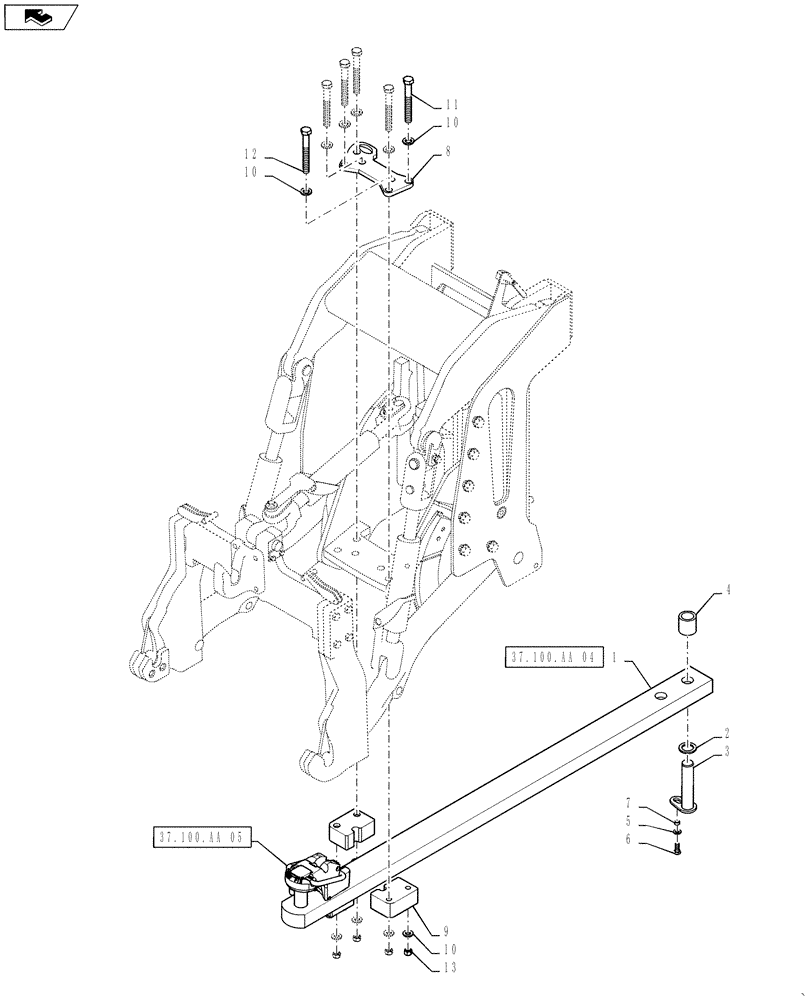 Схема запчастей Case IH STEIGER 450 - (37.100.AA[03]) - DRAWBAR - ASSY - HIGH CAPACITY (37) - HITCHES, DRAWBARS & IMPLEMENT COUPLINGS