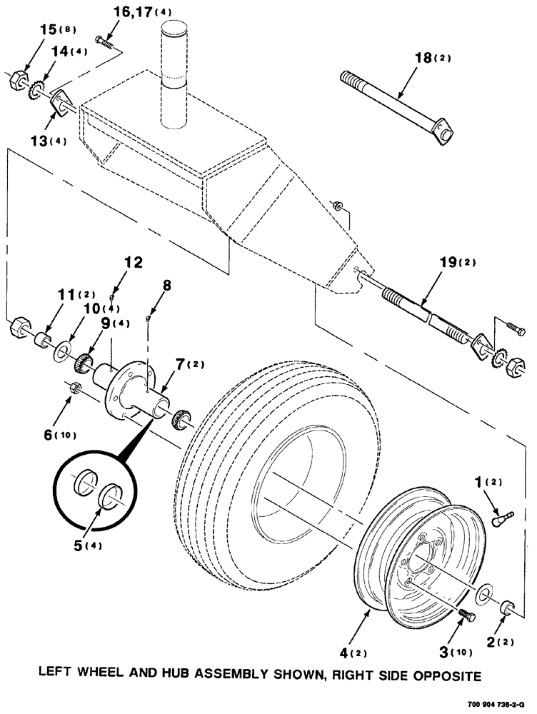 Схема запчастей Case IH 8880 - (07-088) - TAIL WHEEL AND HUB ASSEMBLY (44) - WHEELS