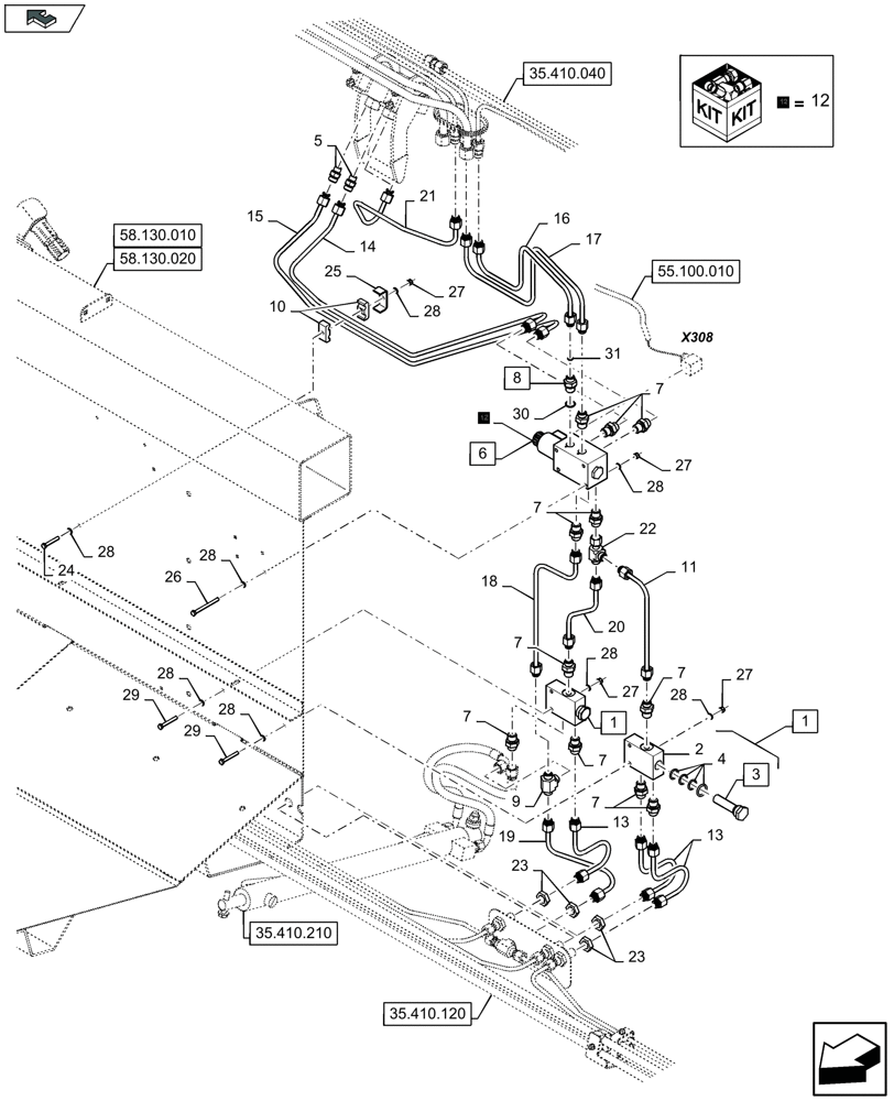 Схема запчастей Case IH 3050-35FT - (35.410.230) - HYDRAULICS FOR ADJUSTABLE FLOOR - VALVES & CONNECTORS - C941 (35) - HYDRAULIC SYSTEMS