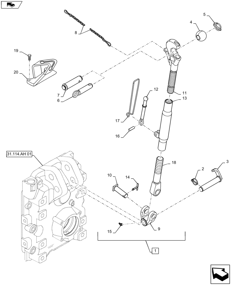 Схема запчастей Case IH MAXXUM 120 - (37.120.AA[01]) - TOOLING CONNECTION UNIT - TOP LINK - C7395 (37) - HITCHES, DRAWBARS & IMPLEMENT COUPLINGS