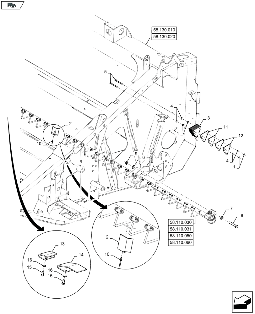 Схема запчастей Case IH 3050-35FT - (58.110.210) - SPARE KNIFE (58) - ATTACHMENTS/HEADERS