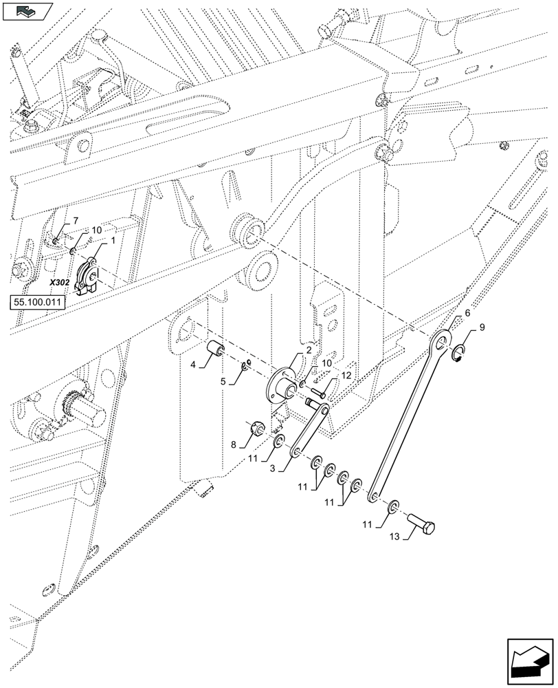 Схема запчастей Case IH 3050-22FT - (55.675.020) - KNIFE POSITION SENSOR, RH - D975 (55) - ELECTRICAL SYSTEMS