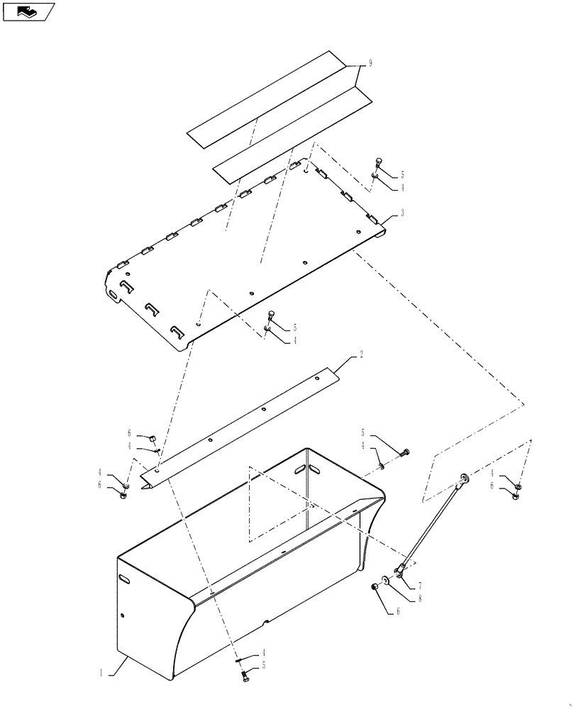 Схема запчастей Case IH STEIGER 400 - (88.100.AH[02]) - TOOL BOX - STORAGE BOX ASSY. (88) - ACCESSORIES