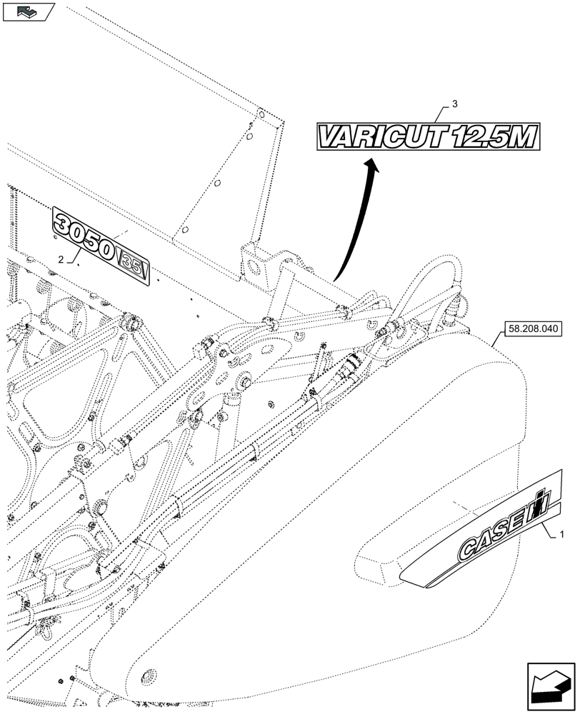 Схема запчастей Case IH 3050-25FT H - (90.108.020) - COMMERCIAL DECALS (90) - PLATFORM, CAB, BODYWORK AND DECALS