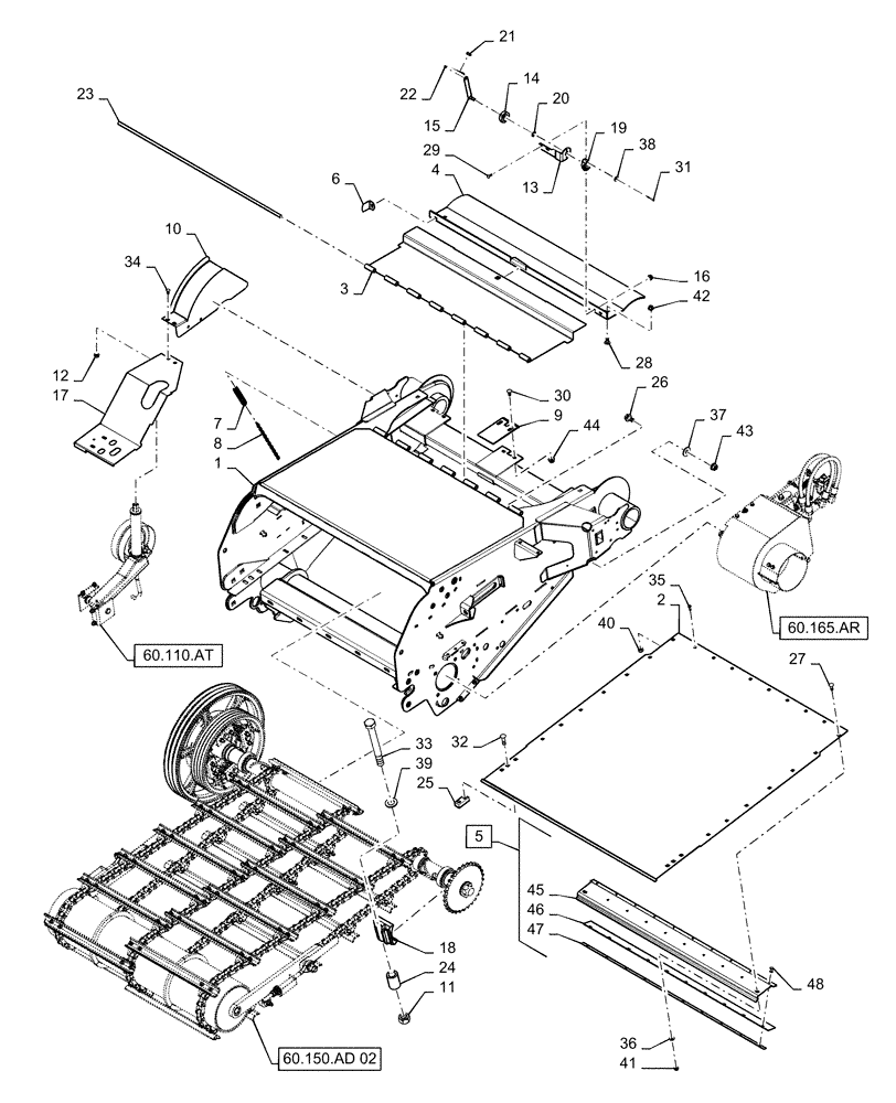 Схема запчастей Case IH 7140 - (60.110.AD[02]) - VAR - 425086, 425087, 425125, 425126, 425088 - FEEDER, ROCK TRAP (60) - PRODUCT FEEDING