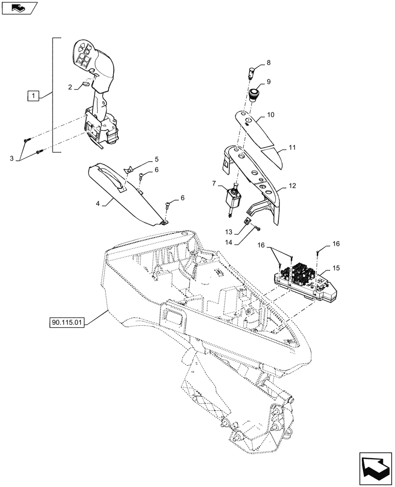 Схема запчастей Case IH STEIGER 350 - (55.512.CS[01]) - ARMREST CONTROLS - MULTI-FUNCTION HANDLE, PTO CONTROLS, & ARMREST CONTROL MODULE (55) - ELECTRICAL SYSTEMS