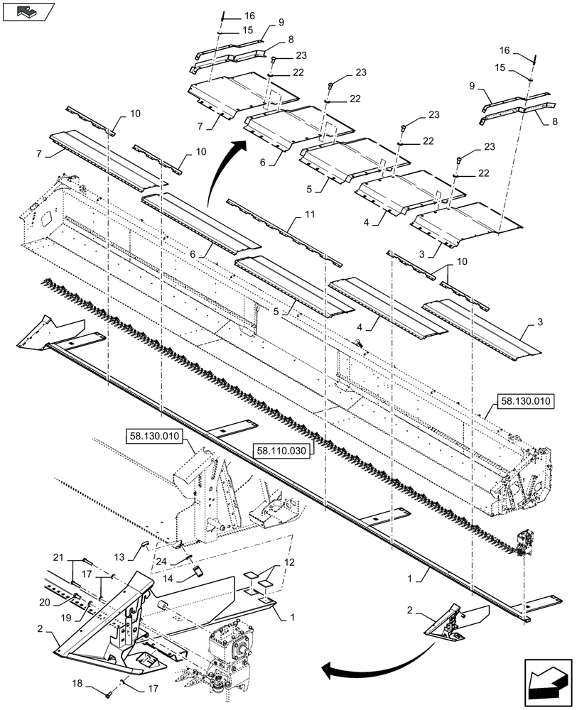 Схема запчастей Case IH 3050-35FT - (58.130.210) - FLOOR AND ADJUSTABLE FLOOR GUIDES - C909 (58) - ATTACHMENTS/HEADERS