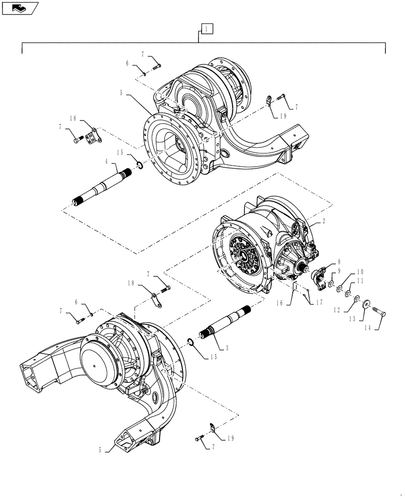 Схема запчастей Case IH STEIGER 400 - (27.100.AK[02]) - REAR AXLE ASSY - REAR TRACK - 80 IN TREAD (27) - REAR AXLE SYSTEM