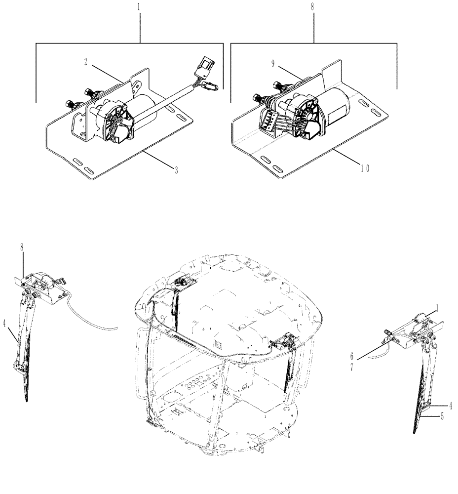 Схема запчастей Case IH STEIGER 450 - (55.518.AZ[01]) - WINDSHIELD WIPER - ASSY - FRONT AND REAR (55) - ELECTRICAL SYSTEMS