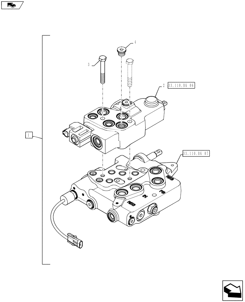 Схема запчастей Case IH STEIGER 450 - (33.110.BK[05]) - PARKING BRAKE - VALVE ASSEMBLY, TOW/PARK BRAKE (EUROPE) (33) - BRAKES & CONTROLS