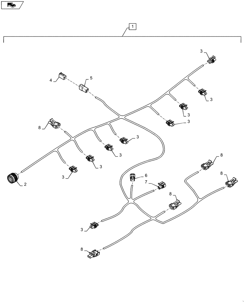 Схема запчастей Case IH STEIGER 450 - (55.024.AA[02]) - HARNESS - TRANSMISSION (55) - ELECTRICAL SYSTEMS