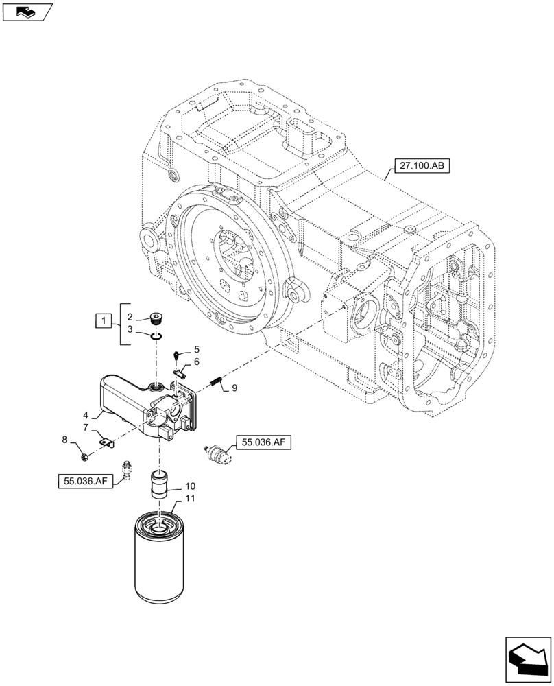 Схема запчастей Case IH MAXXUM 120 - (35.100.AL) - HYDRAULIC PUMP 80 L/MIN FD - FILTER (35) - HYDRAULIC SYSTEMS