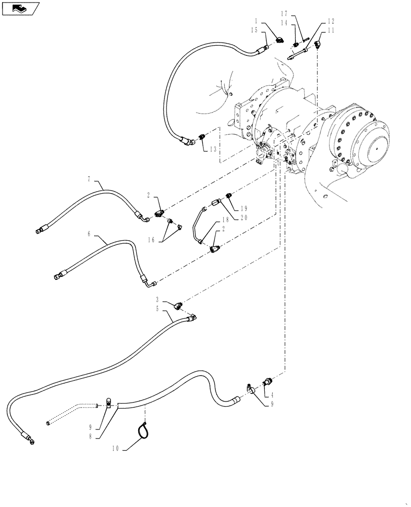 Схема запчастей Case IH STEIGER 400 - (35.733.AA[03]) - REAR AXLE LUBRICATION - 315 / 425 AXLE SERIES - W/O DIFF LOCK (35) - HYDRAULIC SYSTEMS