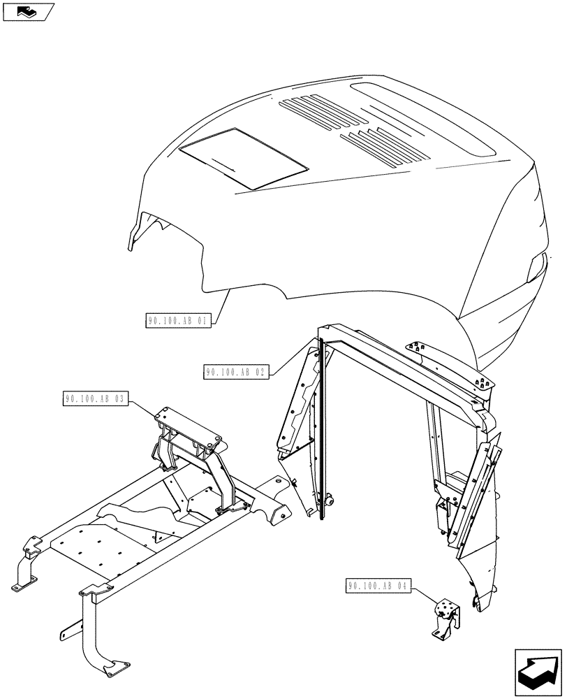 Схема запчастей Case IH STEIGER 450 - (90.000.00[01]) - PICTORIAL INDEX HOOD (90) - PLATFORM, CAB, BODYWORK AND DECALS