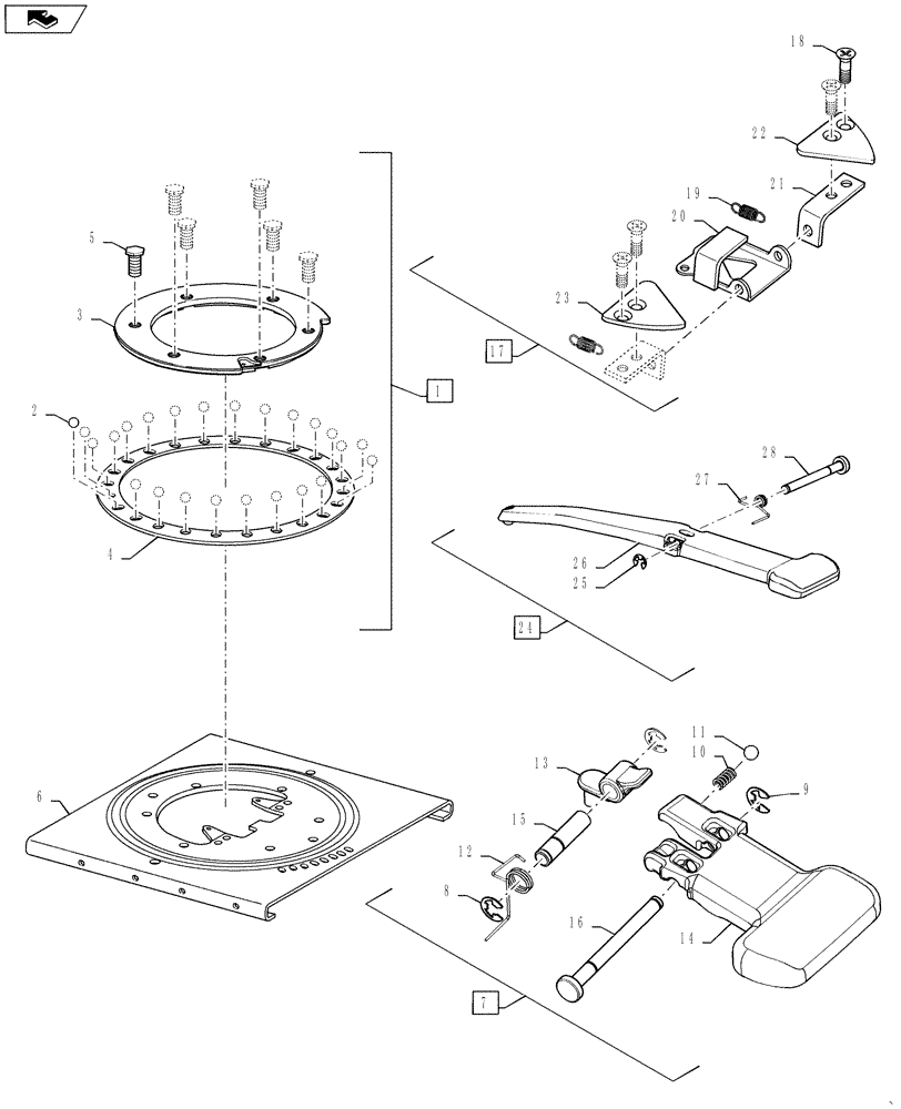 Схема запчастей Case IH STEIGER 450 - (90.120.BB[05]) - SEAT SWIVEL ASSY. (90) - PLATFORM, CAB, BODYWORK AND DECALS