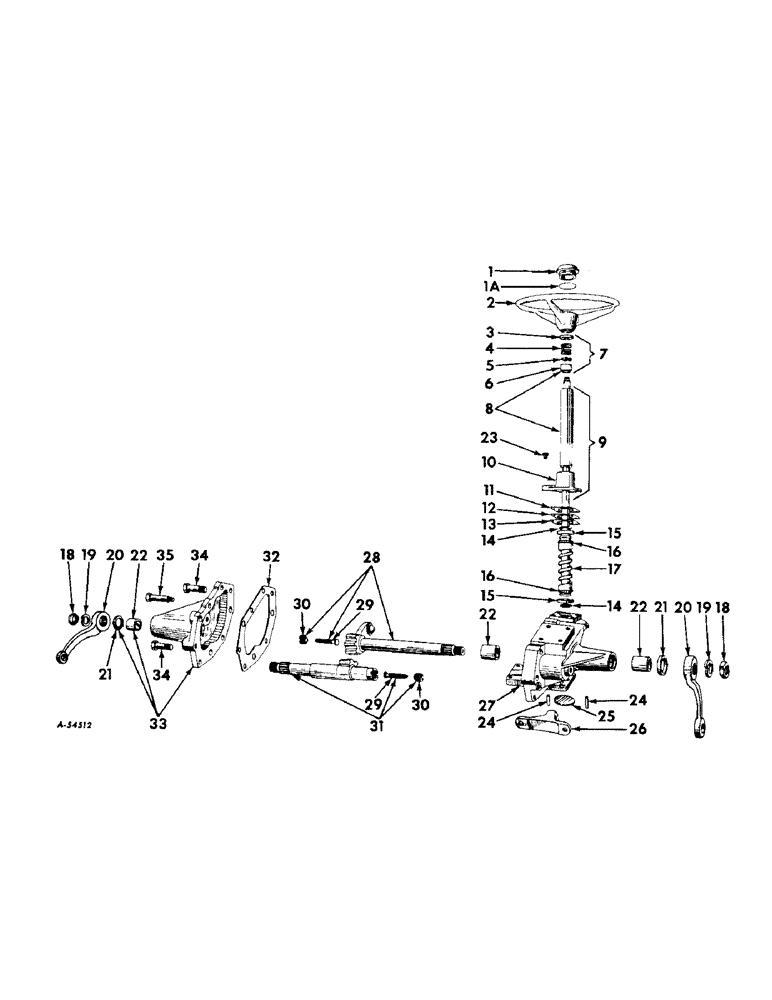 Схема запчастей Case IH 340 - (160) - STEERING MECHANISM, STEERING GEAR, FOR TRACTORS W/O POWER STEERING, INTERNATIONAL 340 & 340 DIESEL Steering Mechanism