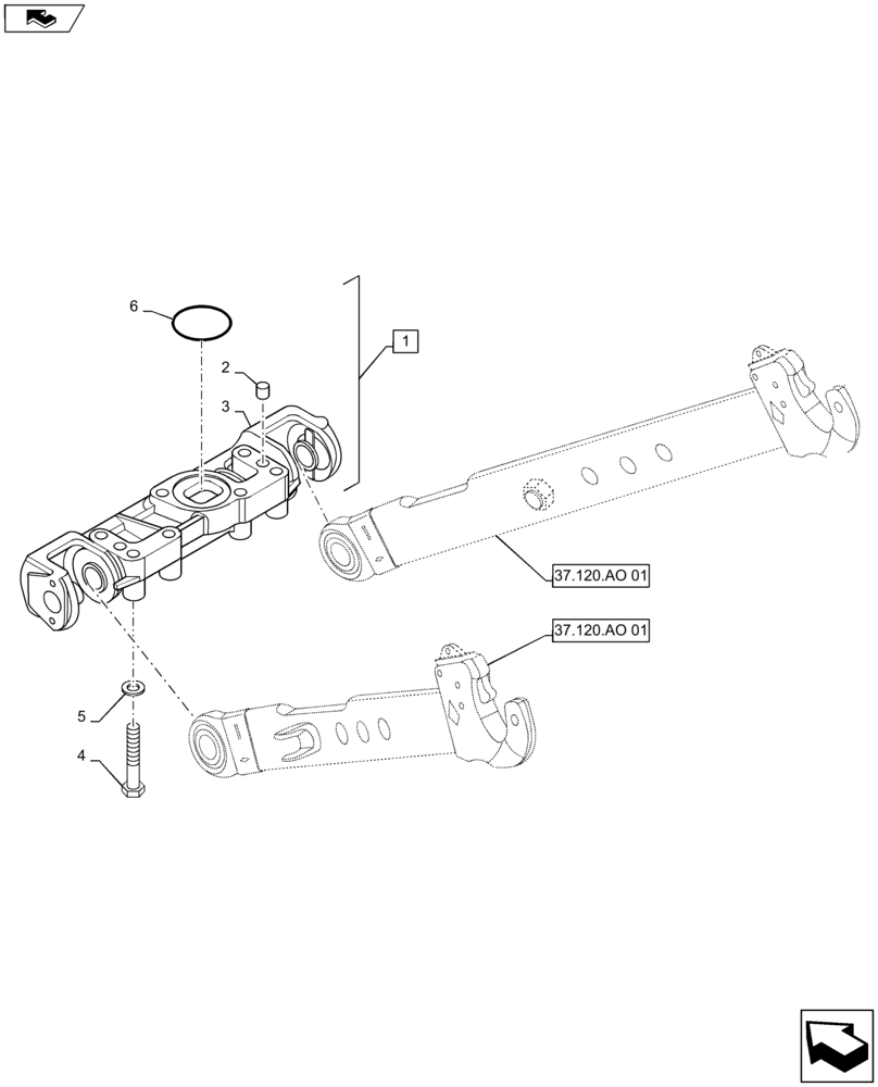 Схема запчастей Case IH MAXXUM 120 - (37.120.AK) - VAR - 330909, 331909, 743811, 331908 + STD - TOOLING CONNECTION UNIT - SUPPORT (37) - HITCHES, DRAWBARS & IMPLEMENT COUPLINGS