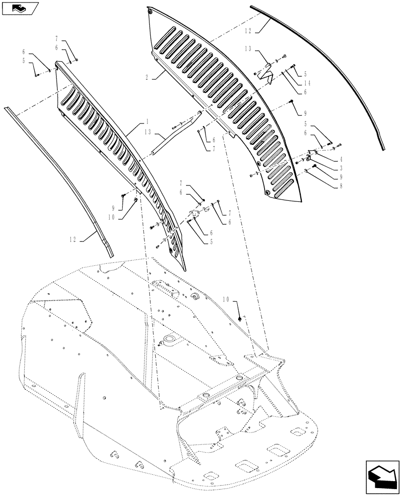 Схема запчастей Case IH STEIGER 350 - (90.102.BS[01]) - ENGINE DEBRIS SCREEN (90) - PLATFORM, CAB, BODYWORK AND DECALS