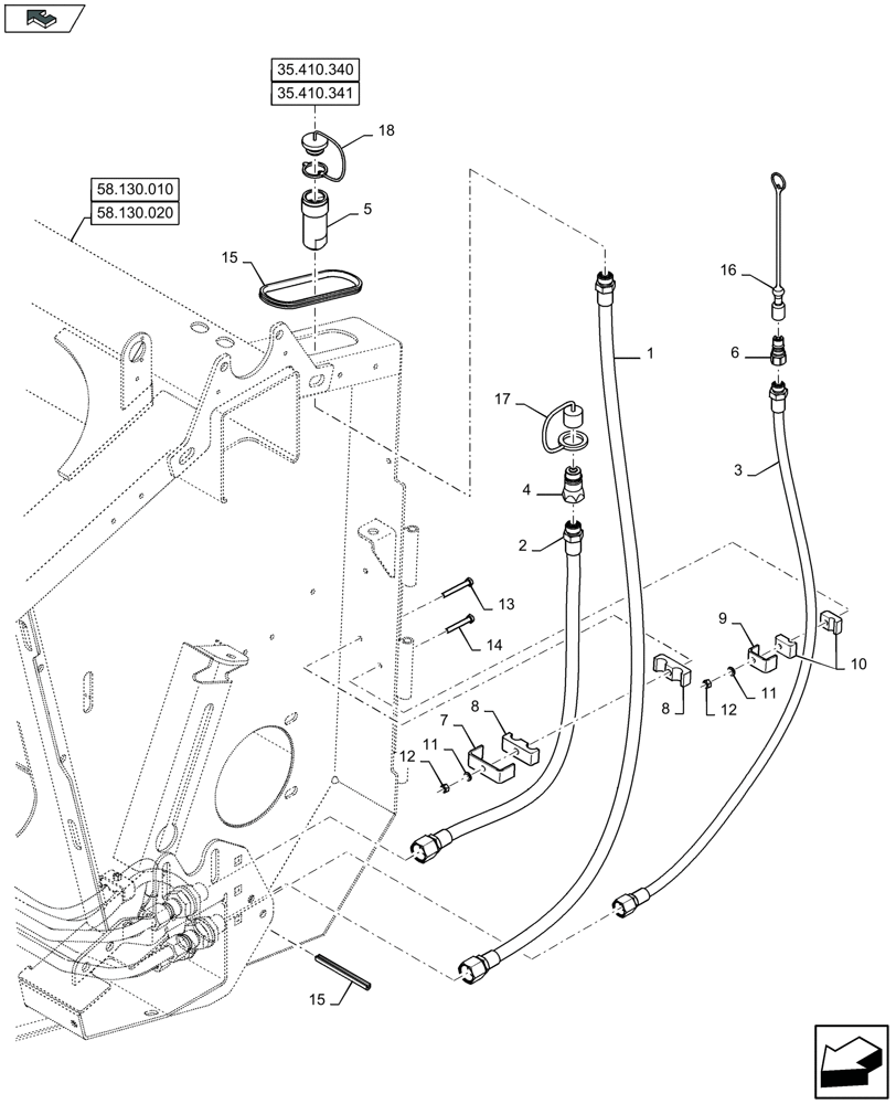 Схема запчастей Case IH 3050-30FT - (35.410.330) - HYDRAULICS FOR VERTICAL KNIVES, LEFT-HAND SIDE - C955 (35) - HYDRAULIC SYSTEMS