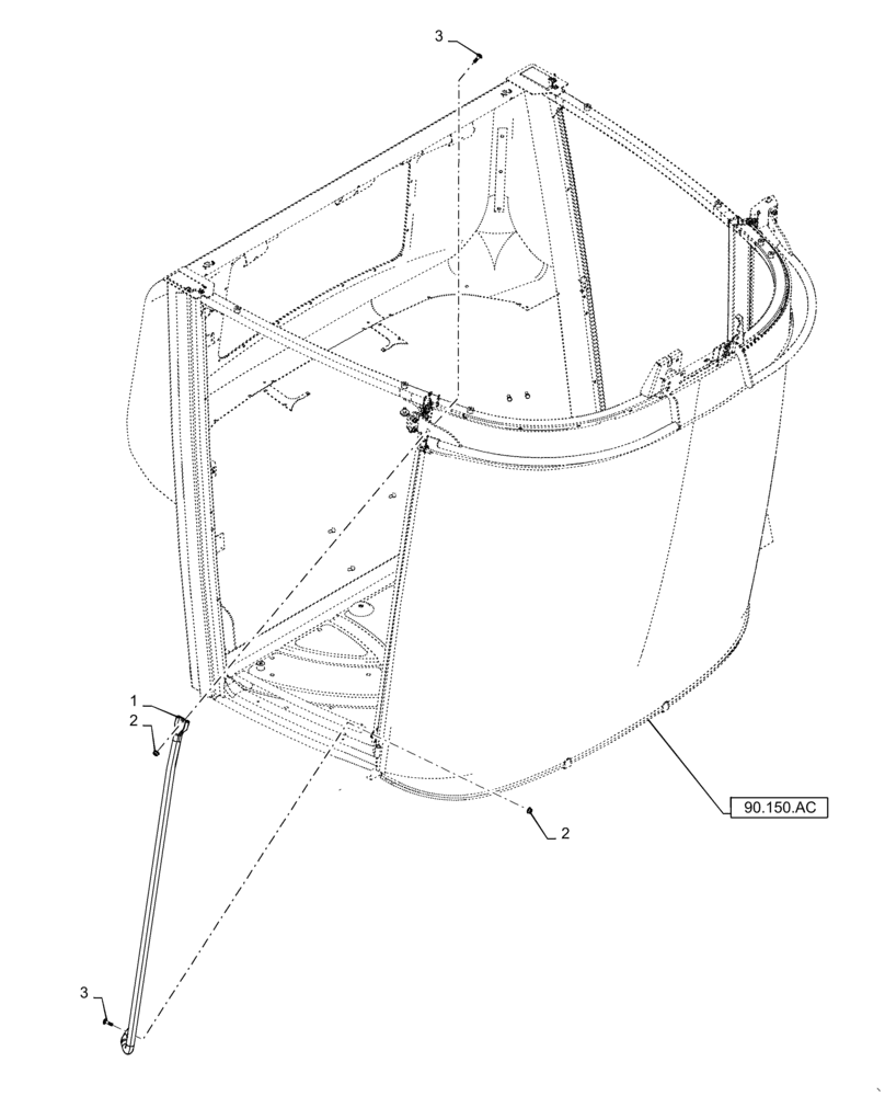 Схема запчастей Case IH 7130 - (90.150.AB[02]) - HANDRAIL, CAB, RH (90) - PLATFORM, CAB, BODYWORK AND DECALS