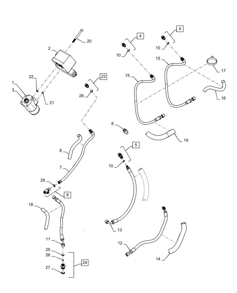 Схема запчастей Case IH MAGNUM 280 - (41.432.AE[01]) - PUMP AND VALVE ASSY - AUTOGUIDANCE - BSN - ZERF08099 (41) - STEERING