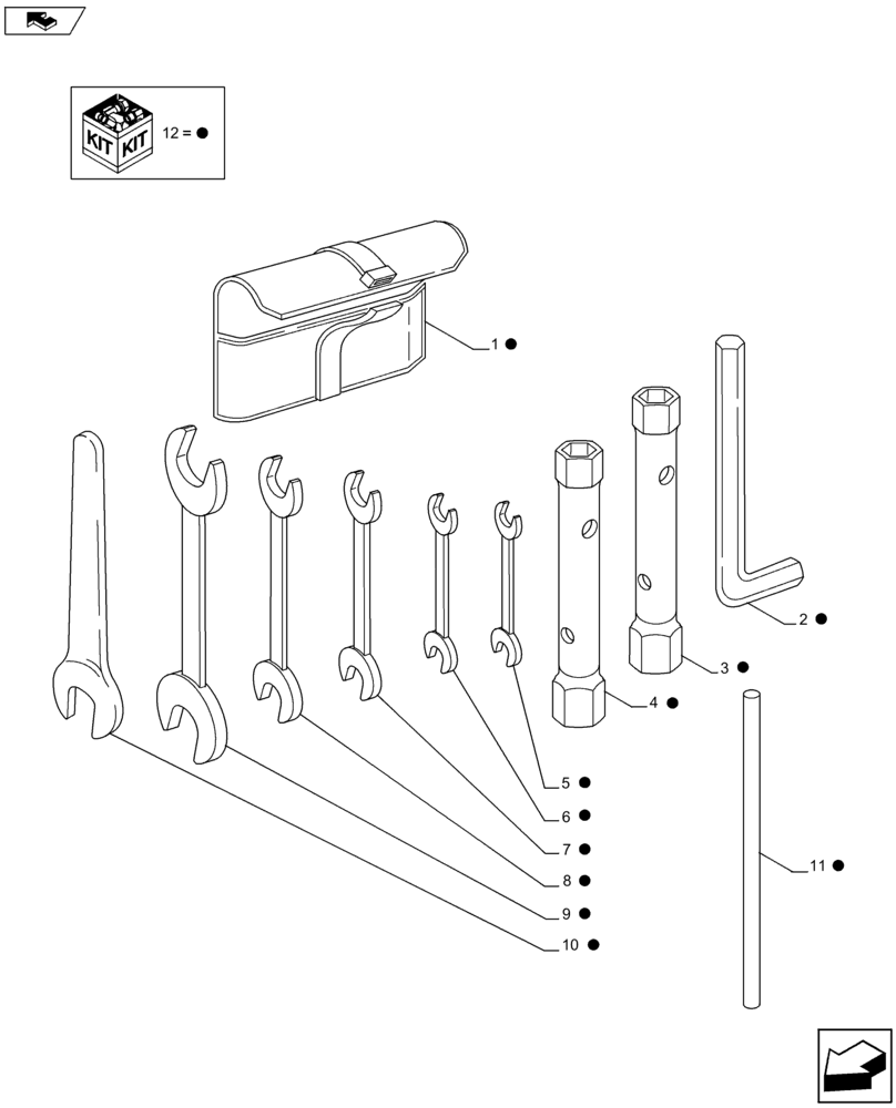 Схема запчастей Case IH FARMALL 115U - (88.100.AG) - VAR - 332996, 332957 - TOOL BAG (88) - ACCESSORIES