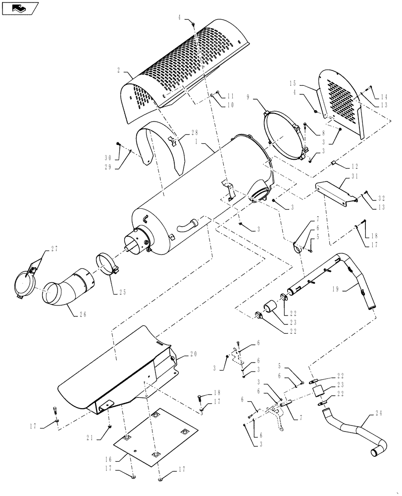 Схема запчастей Case IH STEIGER 350 - (10.500.AO[03]) - EXHAUST SYSTEM - SELECTIVE CATALYTIC REDUCTION (SCR) - EURO (10) - ENGINE