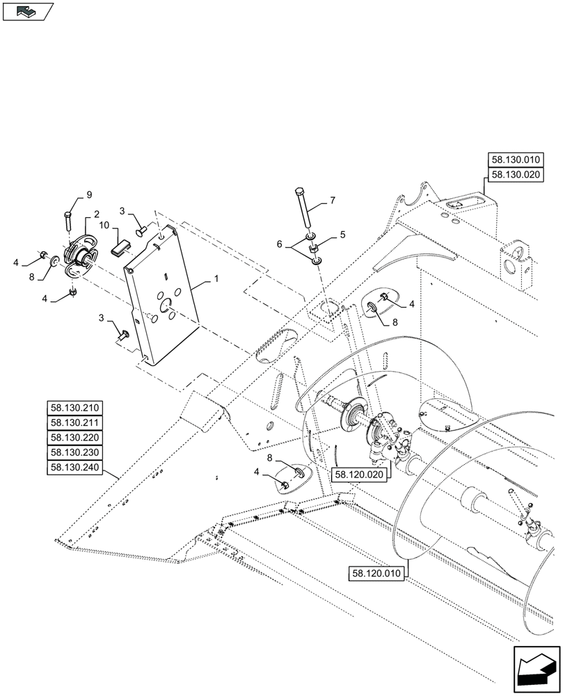 Схема запчастей Case IH 3050-35FT - (58.100.220) - AUGER DRIVE, RIGHT-HAND SUPPORT (58) - ATTACHMENTS/HEADERS