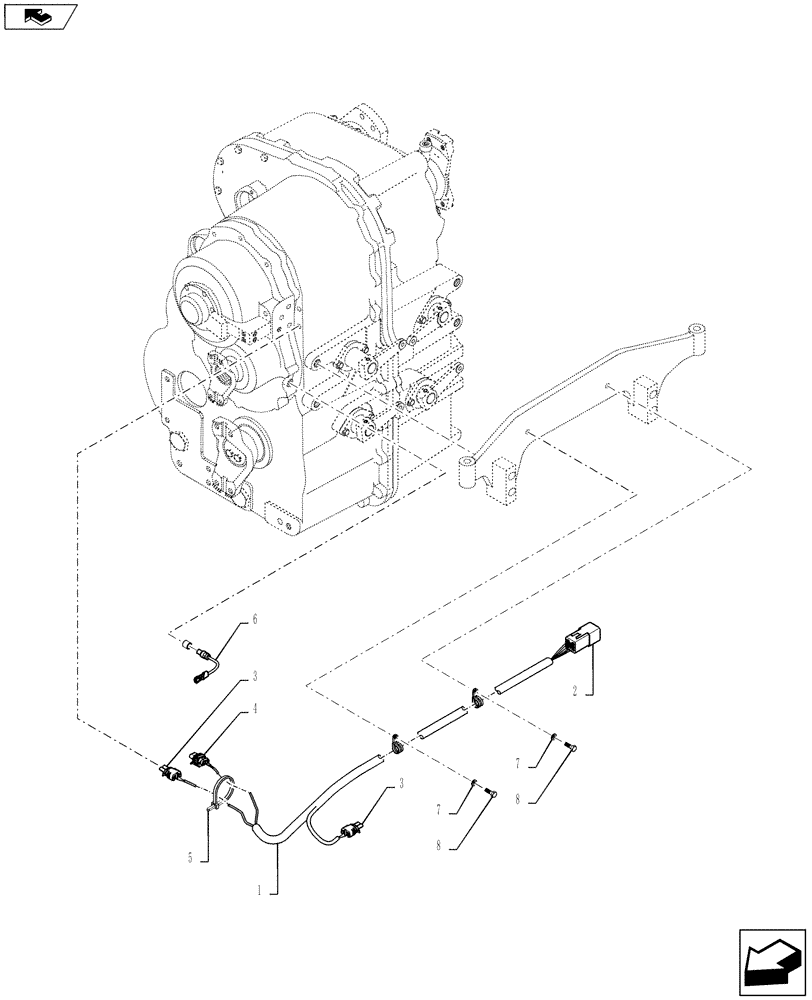 Схема запчастей Case IH STEIGER 400 - (55.100.DP[08]) - HARNESS - PTO AND GEAR SPEED SENSOR (55) - ELECTRICAL SYSTEMS