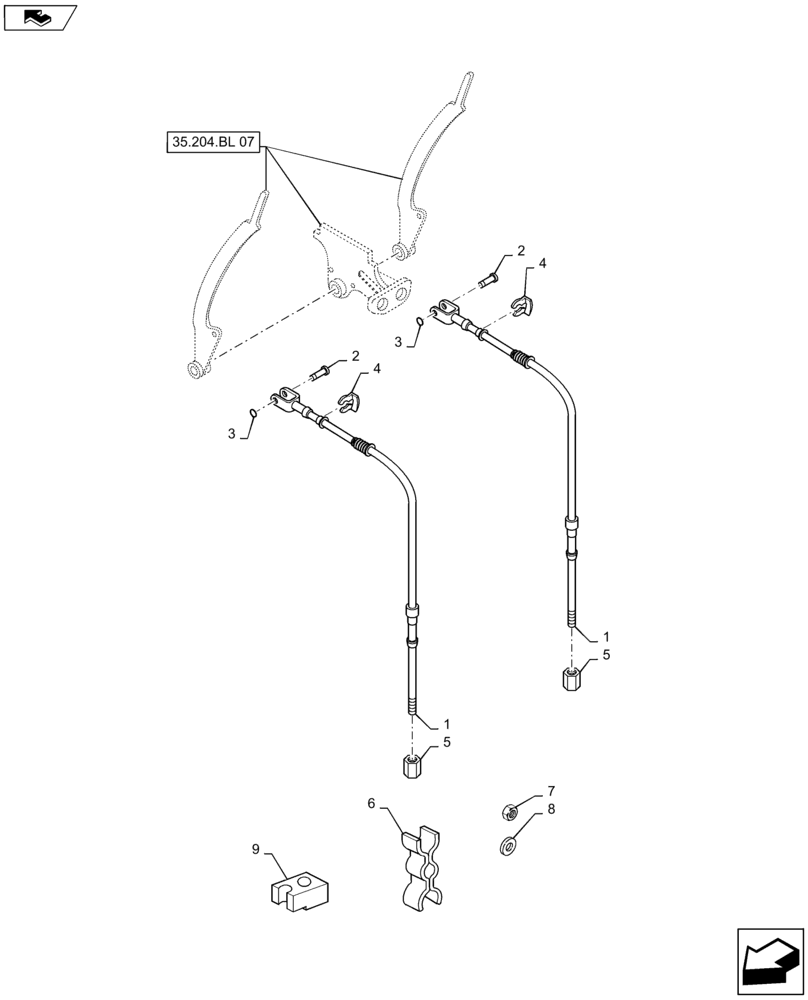 Схема запчастей Case IH MAXXUM 140 - (35.204.BL[08]) - VAR - 334845, 743685 - 4 MECHANICAL REAR REMOTE CONTROL VALVES WITH DIVERTER - CABLES AND RELATED PARTS (35) - HYDRAULIC SYSTEMS