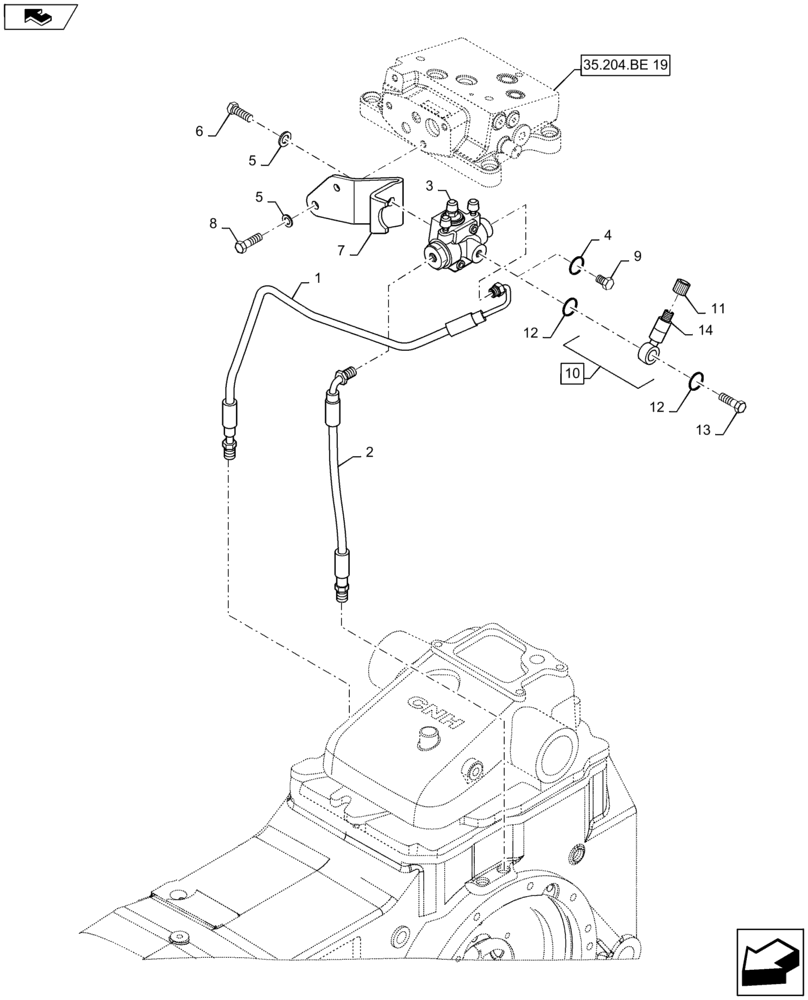 Схема запчастей Case IH MAXXUM 140 - (33.220.AC[01]) - VAR - 330720 - BRAKING SYSTEM LOGIC VALVE - VALVE PIPES (33) - BRAKES & CONTROLS