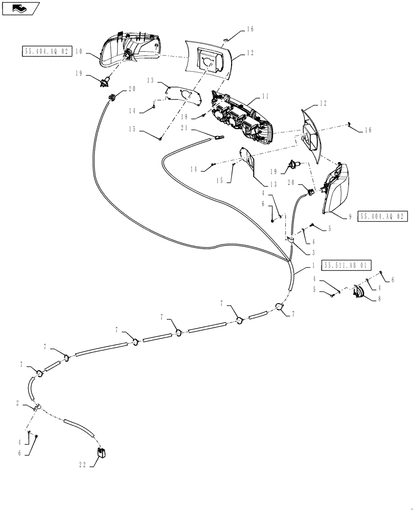 Схема запчастей Case IH STEIGER 450 - (55.404.AQ[01]) - HEADLAMP - STANDARD HALOGEN (55) - ELECTRICAL SYSTEMS