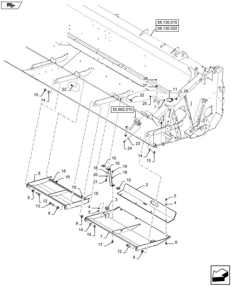 Схема запчастей Case IH 3050-25FT H - (58.130.180) - SKID PLATES, LEFT-HAND SIDE - C051 (58) - ATTACHMENTS/HEADERS