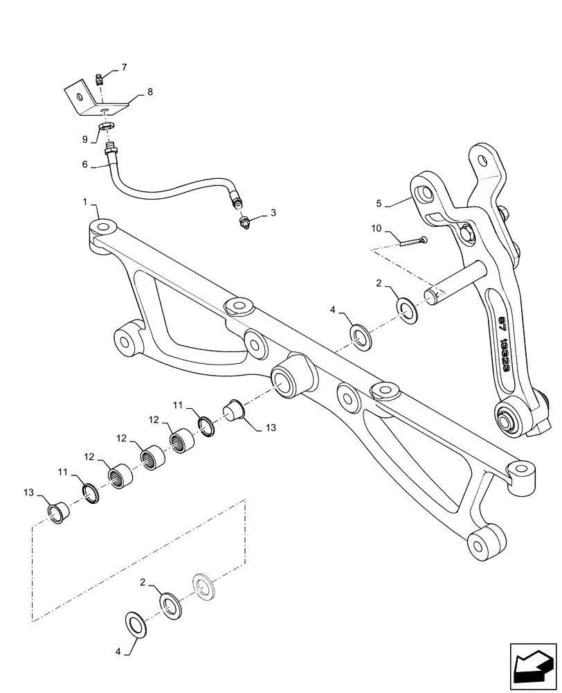 Схема запчастей Case IH 6140 - (74.101.AF[01]) - HANGER, ARM, RH, CLEANING SYSTEM DRIVE (74) - CLEANING