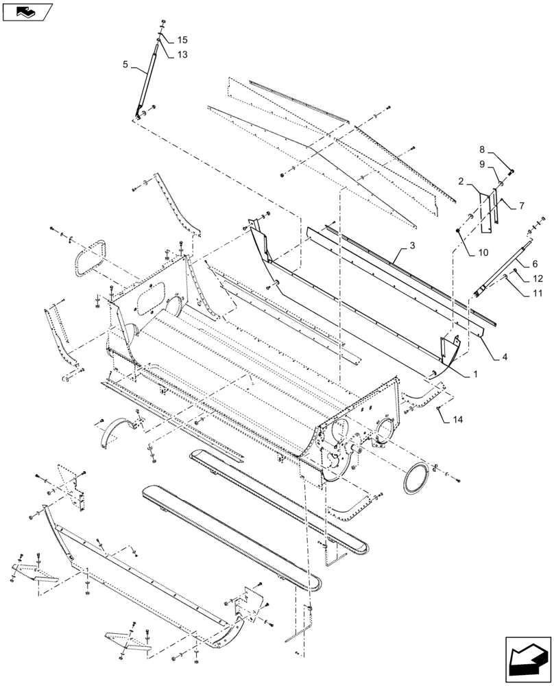 Схема запчастей Case IH 9230 - (74.125.AL[03]) - AUGER BED, CLEAN GRAIN ELEVATOR, SEAL, REAR, BSN YDG222004 (74) - CLEANING