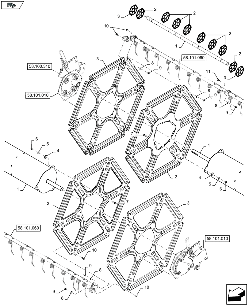 Схема запчастей Case IH 3050-35FT - (58.101.030) - REEL DISCS (58) - ATTACHMENTS/HEADERS