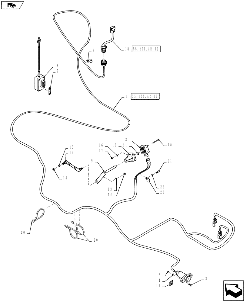 Схема запчастей Case IH STEIGER 450 - (55.130.AR[01]) - 3 POINT HITCH - WIRING LAYOUT (55) - ELECTRICAL SYSTEMS