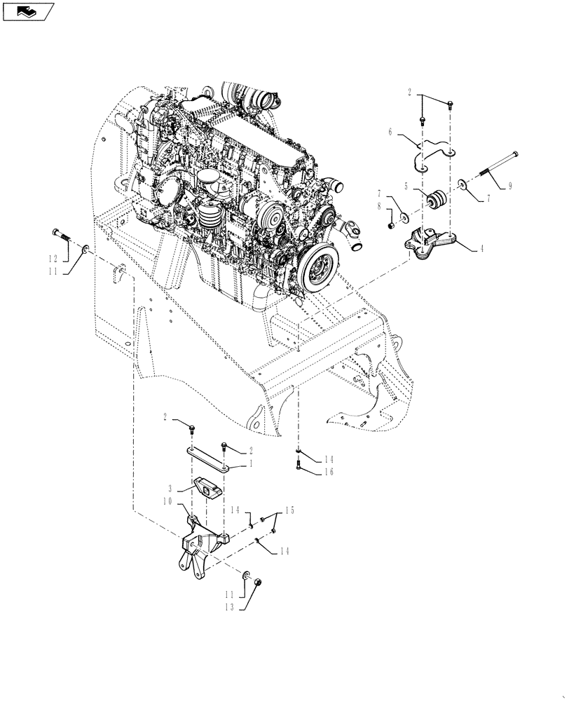 Схема запчастей Case IH STEIGER 350 - (10.001.AK[01]) - ENGINE MOUNTING - STEIGER 350, 9L, ROW CROP TRAC (10) - ENGINE