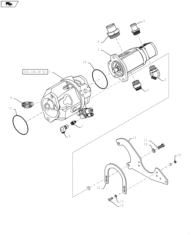 Схема запчастей Case IH STEIGER 450 - (35.106.AD[01]) - HYDRAULIC PUMP - STANDARD PUMP (35) - HYDRAULIC SYSTEMS