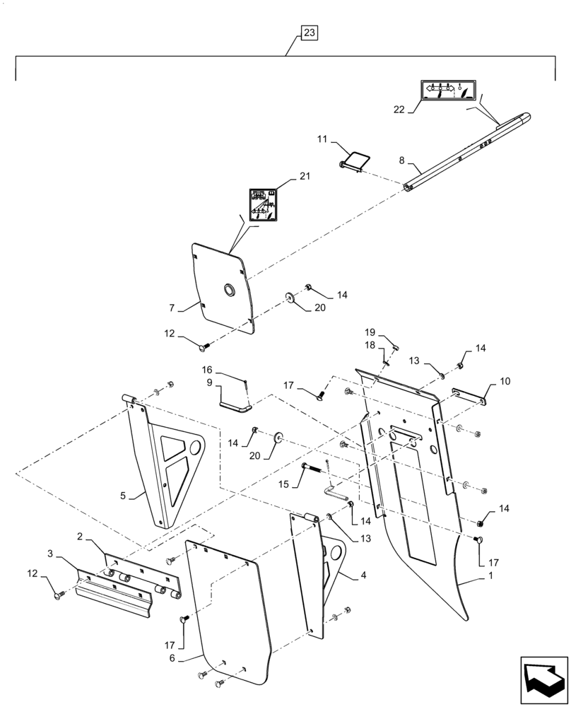 Схема запчастей Case IH 9230 - (73.230.AG[01]) - DEFLECTOR, CHOPPING UNIT (73) - RESIDUE HANDLING